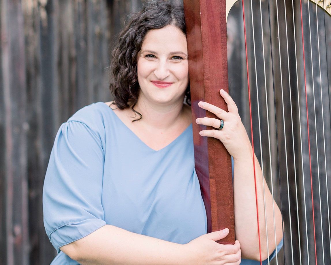 Angela Schwarzkopf with her harp